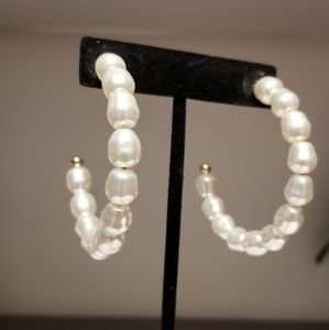 Pearl hoop earrings